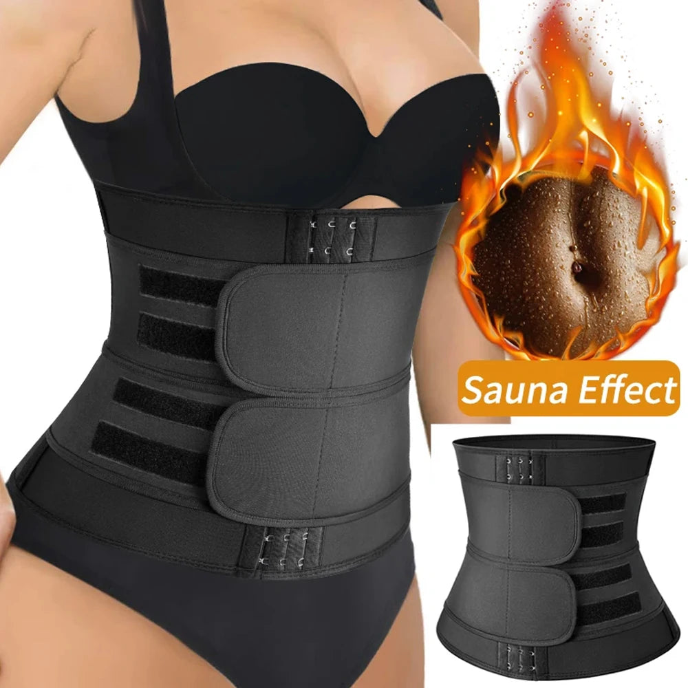 Women Waist Trainer Corset Trimmer Belt for Weight Loss Sweat Body Shaper Belly Cincher Sports Girdle Fat Burner Band