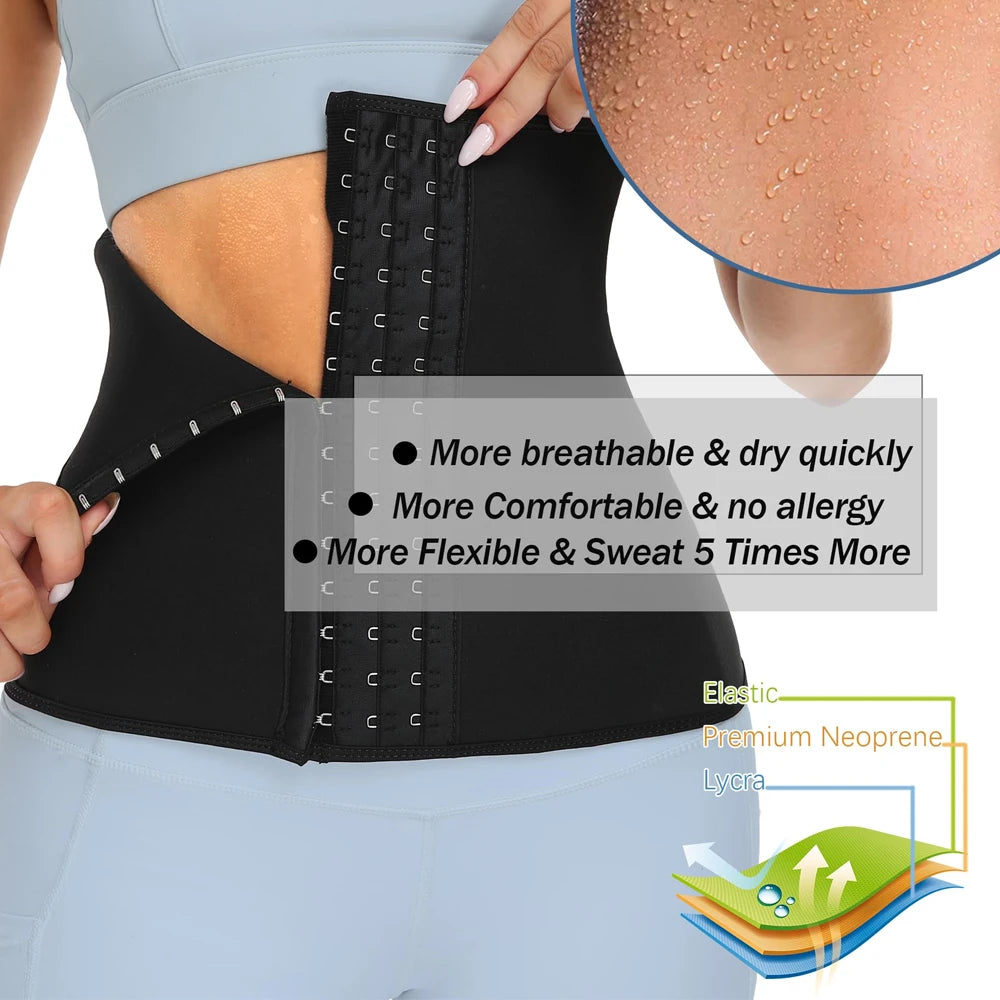 Women Waist Trainer Corset Trimmer Belt for Weight Loss Sweat Body Shaper Belly Cincher Sports Girdle Fat Burner Band