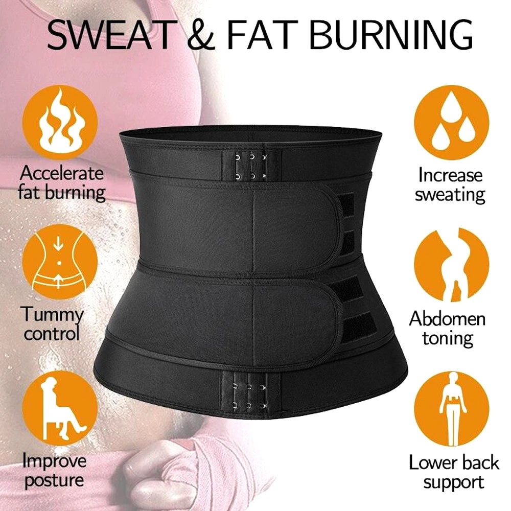 Women Waist Trainer Corset Trimmer Belt for Weight Loss Sweat Body Shaper Belly Cincher Sports Girdle Fat Burner Band